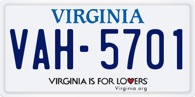 VA license plate VAH5701