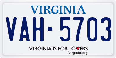 VA license plate VAH5703