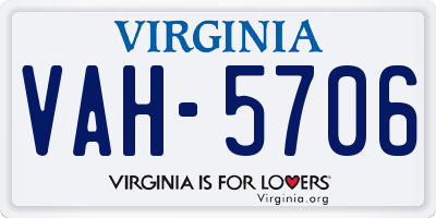 VA license plate VAH5706