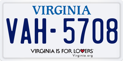 VA license plate VAH5708