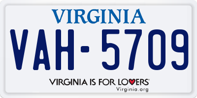 VA license plate VAH5709