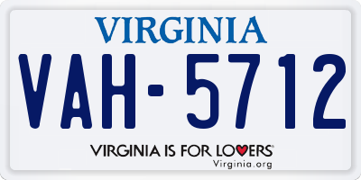 VA license plate VAH5712