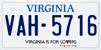 VA license plate VAH5716