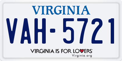 VA license plate VAH5721