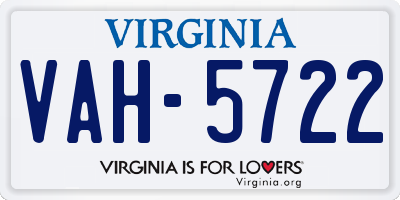 VA license plate VAH5722