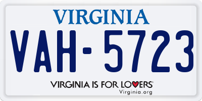 VA license plate VAH5723