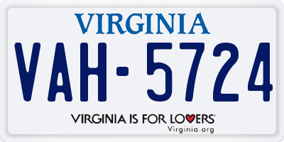 VA license plate VAH5724