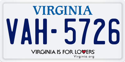 VA license plate VAH5726