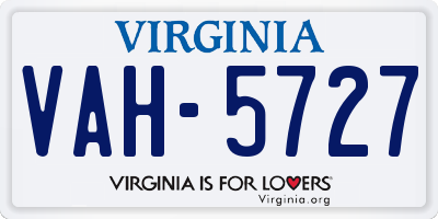 VA license plate VAH5727