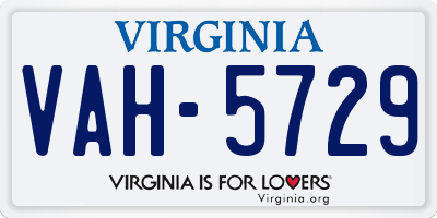 VA license plate VAH5729