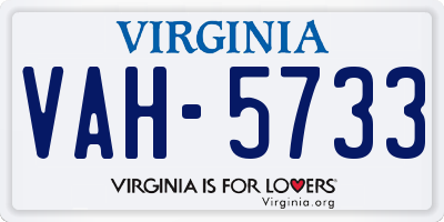 VA license plate VAH5733