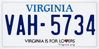 VA license plate VAH5734