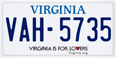 VA license plate VAH5735