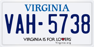 VA license plate VAH5738