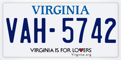 VA license plate VAH5742