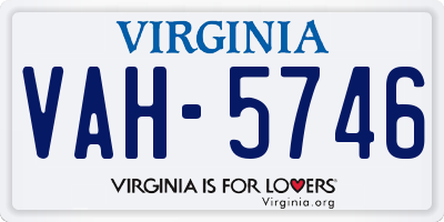 VA license plate VAH5746