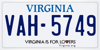 VA license plate VAH5749