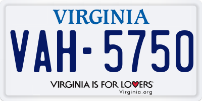 VA license plate VAH5750