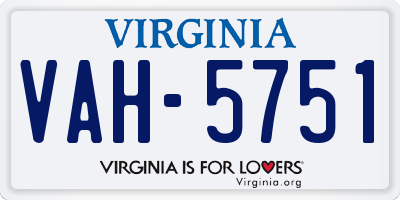 VA license plate VAH5751