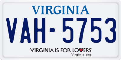 VA license plate VAH5753
