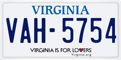 VA license plate VAH5754