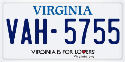 VA license plate VAH5755