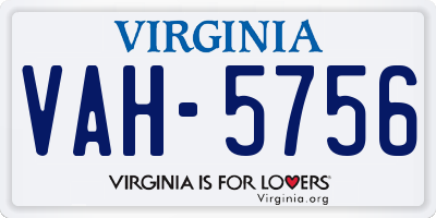 VA license plate VAH5756