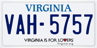 VA license plate VAH5757