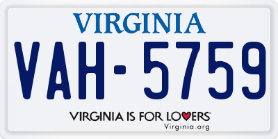 VA license plate VAH5759