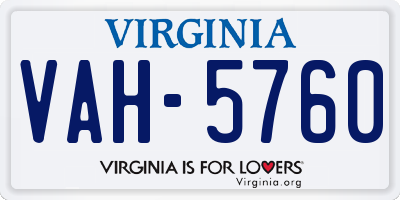 VA license plate VAH5760