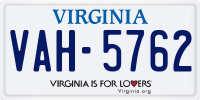 VA license plate VAH5762