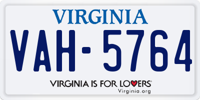 VA license plate VAH5764
