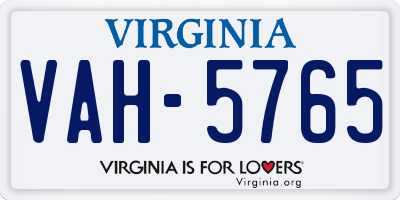 VA license plate VAH5765