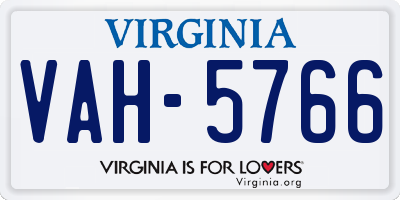 VA license plate VAH5766