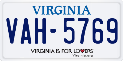 VA license plate VAH5769