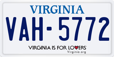 VA license plate VAH5772