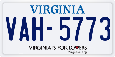VA license plate VAH5773