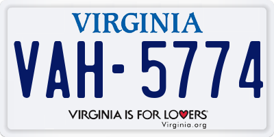 VA license plate VAH5774