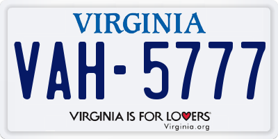 VA license plate VAH5777