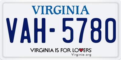 VA license plate VAH5780