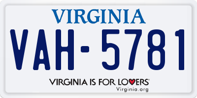 VA license plate VAH5781