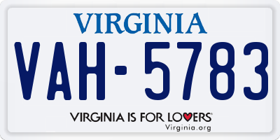 VA license plate VAH5783
