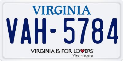 VA license plate VAH5784
