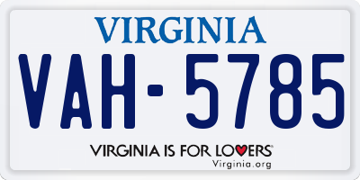 VA license plate VAH5785