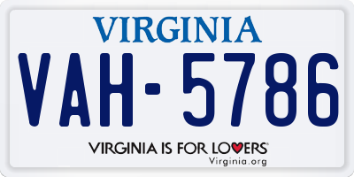 VA license plate VAH5786