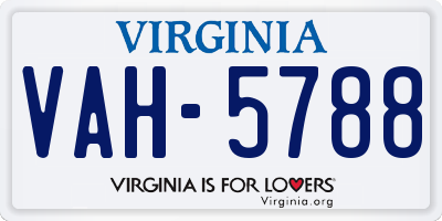 VA license plate VAH5788