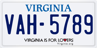 VA license plate VAH5789