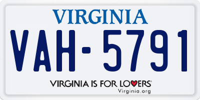 VA license plate VAH5791