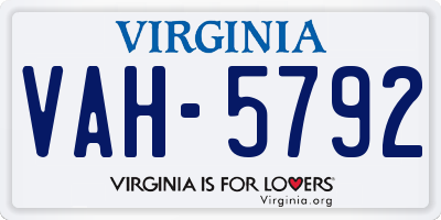 VA license plate VAH5792