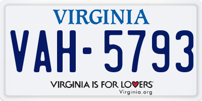 VA license plate VAH5793